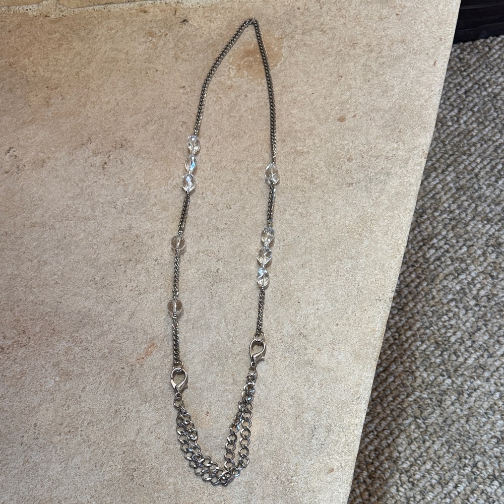 Silver-Tone Crystal Station Necklace - Women Jewelry